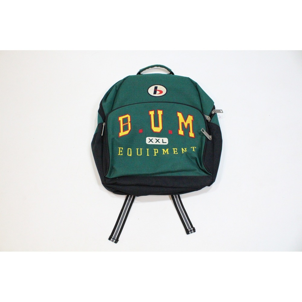 Vintage BUM Equipment XXL Backpack Forest Green Black Embroidered School Bag